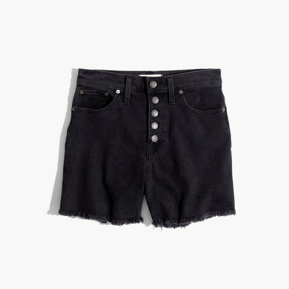 Madewell Button-Front Denim High Rise Boy Shorts